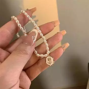 Стерлингового серебра 925 пробы, винтажное жемчужное ожерелье во французском стиле, женское высококачественное дизайнерское ожерелье с нишей и розой, цепочка на ключицы, стиль, легкая роскошь