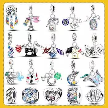 Стерлингового серебра 925 пробы, жемчуг, подвеска в форме морской звезды, подвеска из бисера, подходит для оригинального нового браслета, ожерелья, женское ювелирное изделие своими руками белый