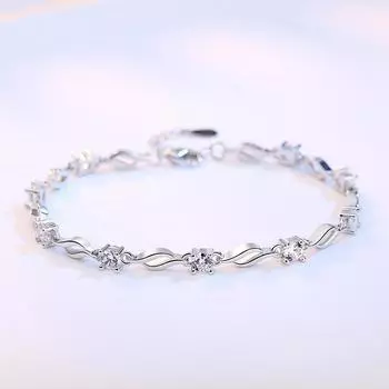 Стерлингового Серебра 925 Регулируемый Элегантный Фиолетовый Циркон Браслеты-Подвески Для Женщин Свадебная Вечеринка День Рождения Ювелирные Изделия Подарок Sl482 белый