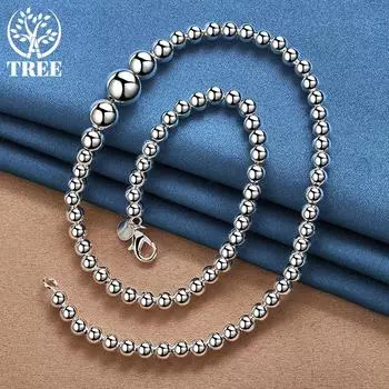 Стерлингового Серебра 925 Роскошные Великолепные Очарования Модные Различные Гладкие Бусины Цепи Ожерелье Ювелирные Изделия 45cm