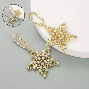 Стерлингового серебра, инкрустированные стразами, модные подвески со звездами, длинные серьги-гвоздики с бахромой, женские серьги-иглы 7.5*4.5cm белый