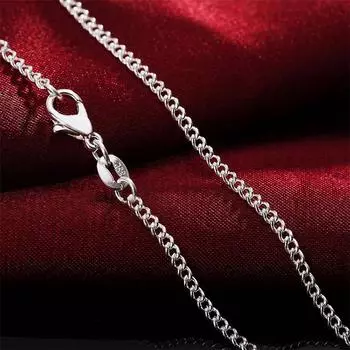 Стерлингового Серебра s925 16/18/20/22/24/26/28/30 дюймов 2 мм полная боковая цепочка ожерелье для женщин мужчин модный подарок ювелирные изделия 40cm серебряный