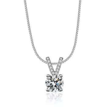 Стерлингового серебра s925 D цвет VVS муассанит ожерелье ювелирные изделия 1 карат V-образная цепочка на ключицу кулон подарок на день Святого Валентина 45cm