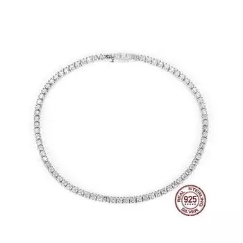 Стерлингового серебра S925, полный дрель, 2 мм, цепочка с когтями, римский браслет из циркона, стильный роскошный женский браслет 16cm