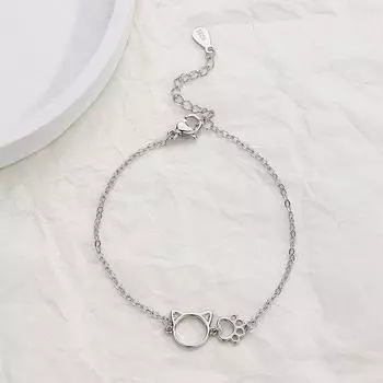 Стерлингового серебра S925 Серебряный браслет Браслет с кошачьими когтями Полый дизайн Милый и игривый браслет для милых девушек с микроинкрустацией из циркония Браслет с изображением кошки