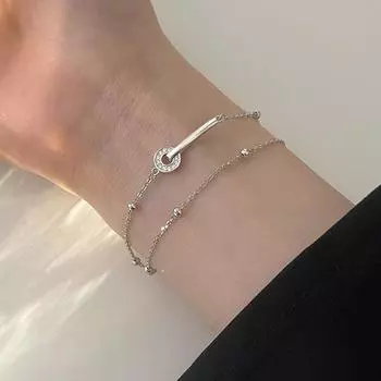 Стерлингового серебра S925 Серебряный браслет Двухслойный браслет-кольцо Женский новый браслет silver