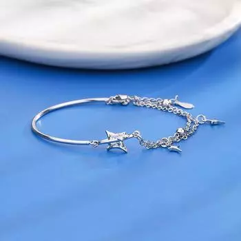 Стерлингового серебра S925 серебряный браслет фея темперамент атмосфера звезда браслет из циркона женский новый бриллиантовый браслет с четырехконечной звездой silver