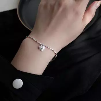 Стерлингового серебра S925 серебряный браслет рисовое зерно браслет любви для женщин ретро гонконгский стиль браслет с милым сердечком подарочные аксессуары