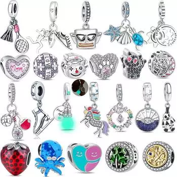 Стерлингового серебра S925, светящиеся в темноте, подвески для бега, бусины, подходят для оригинального браслета, подвески для женщин, ювелирные изделия своими руками, подарок
