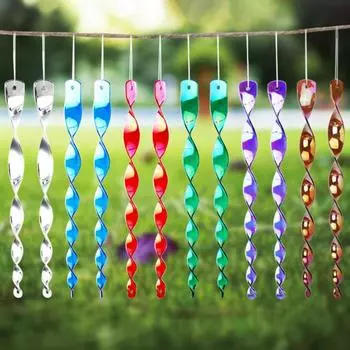 Стержень для отпугивания птиц, вращение на 360 градусов, защита сада, яркий цвет, светоотражающая спираль ветра, подвесной репеллент от птиц фиолетовый