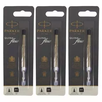 Стержень для шариковой ручки PARKER QUINK FLOW, набор из 3 шт., черный, 1950369 S0909440 M/Medium 1,0 мм