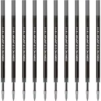 Стержень для шариковой ручки Zebra Bren свинцовый черный 10 шт. на масляной основе NC-0.5 B-RNC5-BK