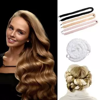 Стержень для завивки волос своими руками, повязка на голову, без нагрева, многоразовая, с длительным эффектом, ролики с лентой, для сна, ленивая волна, мягкий валик, для создания вьющихся женских волос белый