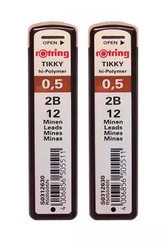 Стержни для механического карандаша Rotring Tikky 2B 12 шт. 0,5 мм