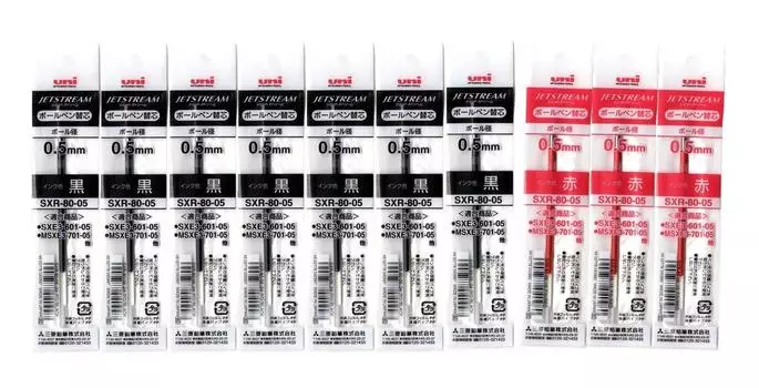 Стержни для шариковой ручки Mitsubishi Pencil Jet Stream Multicolor 7 3 красных 2 цвета 10 0,5 мм черный, SXR-80-05-24-7/15-3
