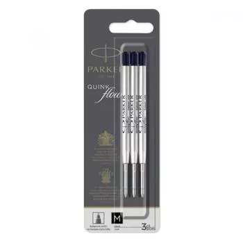 Стержни для шариковой ручки Parker Quink Flow, упаковка из 3 шт., цвет черный, средний