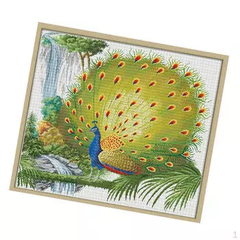 Стежок Павлин с принтом 11CT, счетное рукоделие, 83x75см