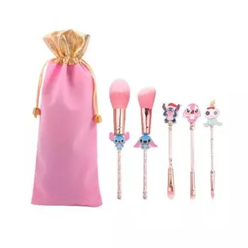 Стич Мультяшный 5 шт. Кисти Косметика Брови Инструмент для макияжа Набор кистей Вееры Подарки Pink Set A