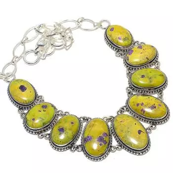 Ожерелье из серебра 925 пробы с драгоценными камнями стихтитом ручной работы, 18 дюймов JCN353-84