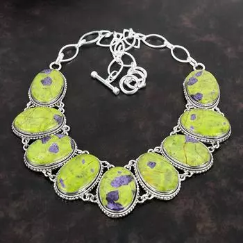 Stichtite Gemstone Necklace Handmade Necklace Amazing Vintage Jewelry 925 Sterling Silver Necklace Adjustable Chain Necklace Gifts For Mom