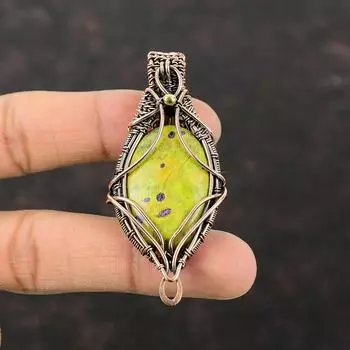Stichtite Pendant Copper Wire Wrapped Pendant Gemstone Copper Jewelry Handmade Boho Pendant Wire Wrap Jewelry Gift For Her Stichtite Jewelry