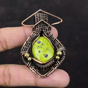 Stichtite Pendant Copper Wire Wrapped Pendant Gemstone Jewelry Decent Pendant Wire Wrapping Jewelry Handmade Pendant For Gift Copper Jewelry