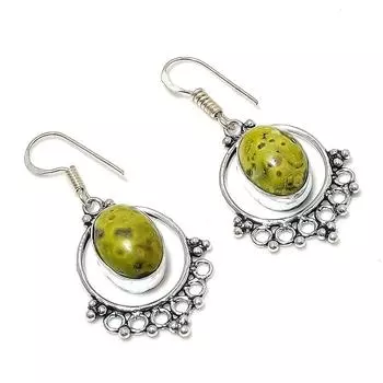 Stichtite Stone Gemstone Handmade 925 Sterling Silver Jewelry Earring 1.77 b0J65