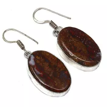 Серебряные серьги ручной работы с агатовым камнем 1,5 дюйма