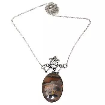 Stick Agate Gemstone Mother s Day Handmade Silver Jewelry Necklace 20 in