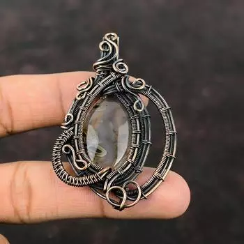 Stick Agate Pendant Copper Wire Wrapped Pendant Stick Agate Jewelry Stylish Pendant Copper Jewelry Handmade Gemstone Pendant Gift For Mother