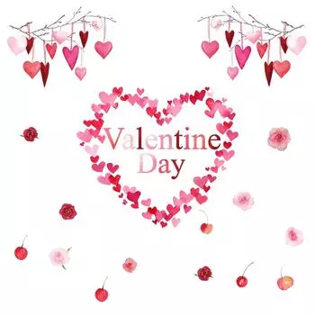 Sticker Wall Sticker Valentine Wall Sticker Decoration 600 x 1350mm 031399 Valentine Heart Flower Valentine