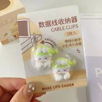 Sticky Hooks Cartoon Cable Organizer Cable Holder Data Line Wire Hooks Animals Cable Holder Girls