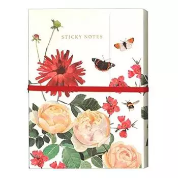 Sticky Note Gift Notepad with Butterfly and Floral Perfect British Import Set, Stationery, Print, Red, Gift,