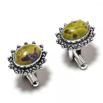Стихит Камень Ручная работа Серебро 925 пробы Запонки B3i64