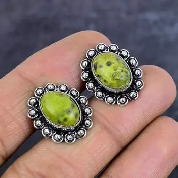 Стихтит Камень Ручной Работы Запонки из Стерлингового Серебра 925 пробы A8S72