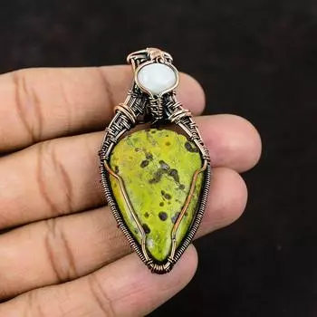 Стихтит, медная проволока, кулон, радуга, ювелирные изделия из лунного камня, медный кулон ручной работы, ювелирные изделия из стихтита, ювелирные изделия из драгоценного камня, подарок для друга