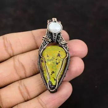 Стихтит, медная проволока, обернутая подвеска, Радуга, ювелирные изделия из лунного камня, медный кулон ручной работы, ювелирные изделия из драгоценного камня, антикварный кулон для подарка