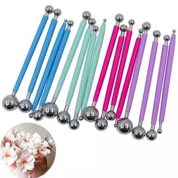 Стик из 4 таблеток, сверхлегкая глина, мягкая керамика, инструменты для помадки для торта, нержавеющая сталь, лепесток для выпечки с рюшами, инструмент для швеи, палочка с рисунком лепестка синий