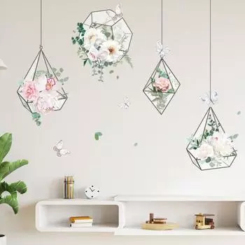 Стикер Стены Водонепроницаемый ПВХ Цветочный Фон Стикер Стены Декор Дома разноцветный