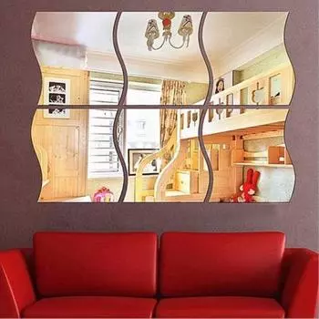 Стикер стены зеркала DIY полезный безвкусный для спальни 6шт 3D украшения