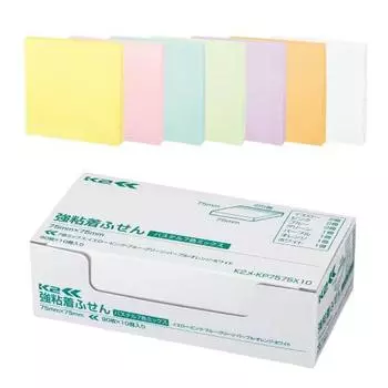 Стикеры Kokuyo Sticky Notes с сильным клеем K2 75 мм x 75 мм пастель 90 листов x 10 книг 7 цветов K2 Me-KP7575X10