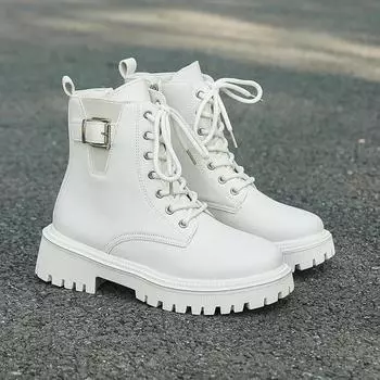 Стиль 2024 года, удобные, популярные женские ботинки, однотонные, на шнуровке, зимние, модные женские ботинки, универсальные, теплые женские ботинки 35 бежевый