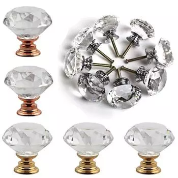 Стиль 5 шт. комод стеклянный кристалл для выдвижных ящиков ручки ручки для ящиков дверные ручки ручки для шкафа розового золота