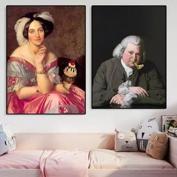 Стиль Бэнкси, принт, настенное искусство, измененное искусство, постер с мороженым, винтажный викторианский портрет, холст, картина, галерея, декор для дома и комнаты 21cm30cm NoFrame