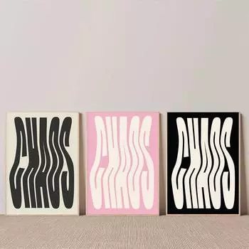 Стиль Баухаус Уникальный Хаос Черно-Бело-Розовые Плакаты Минималистское Искусство Печать на Холсте Абстрактная Живопись Гостиная Фрески Домашний Декор 21x30cm No Framed