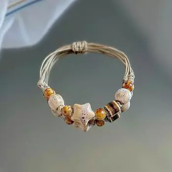 Стиль бохо ручной работы звезда керамический браслет для женщин и девочек уникальный этнический стиль регулируемый браслет ювелирные изделия аксессуары подарки