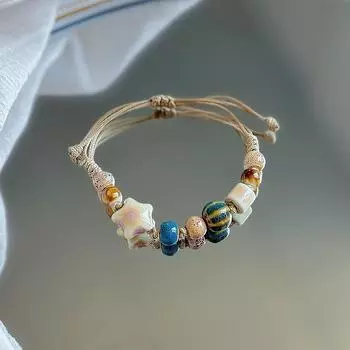 Стиль бохо ручной работы звезда керамический браслет для женщин и девочек уникальный этнический стиль регулируемый браслет ювелирные изделия аксессуары подарки