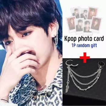[Стиль BTS Jimin] серьга с перьями + 1 случайная фотокарточка