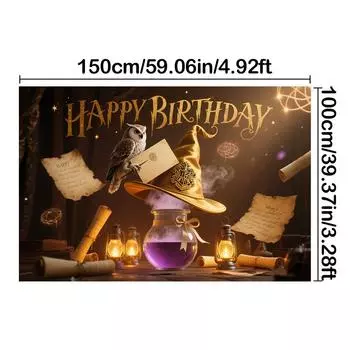 Стиль Гарри Поттера-Сова, Тема Волшебного зелья-Фон С Днем Рождения для Фотобудки, Вечеринки, Празднований в помещении/на открытом воздухе 150*100cm/59*39in/5*3ft