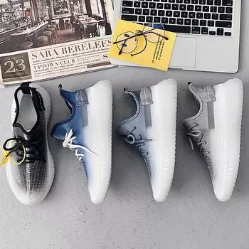 Стиль Гонконга 2024 года, новая весенняя обувь, мужская сетчатая дышащая спортивная обувь, повседневная модная мужская обувь, обувь с постепенным изменением стиля для мужчин 39 чёрный